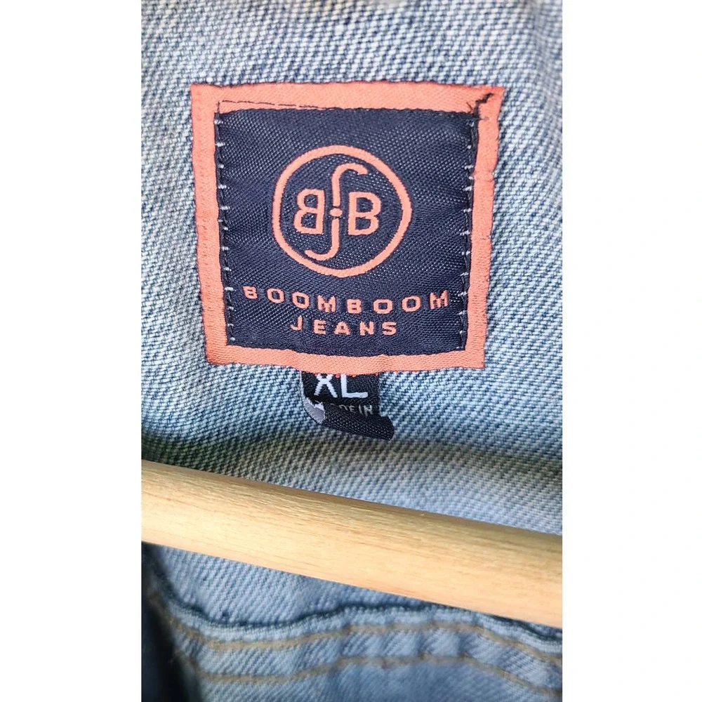 Boom Boom Jeans Destroyed And Studded Denim‎ Jacket Size XL